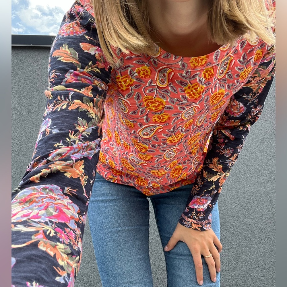 Cino Long Sleeve Cotton Shirt Colorblock Watercolor NWT